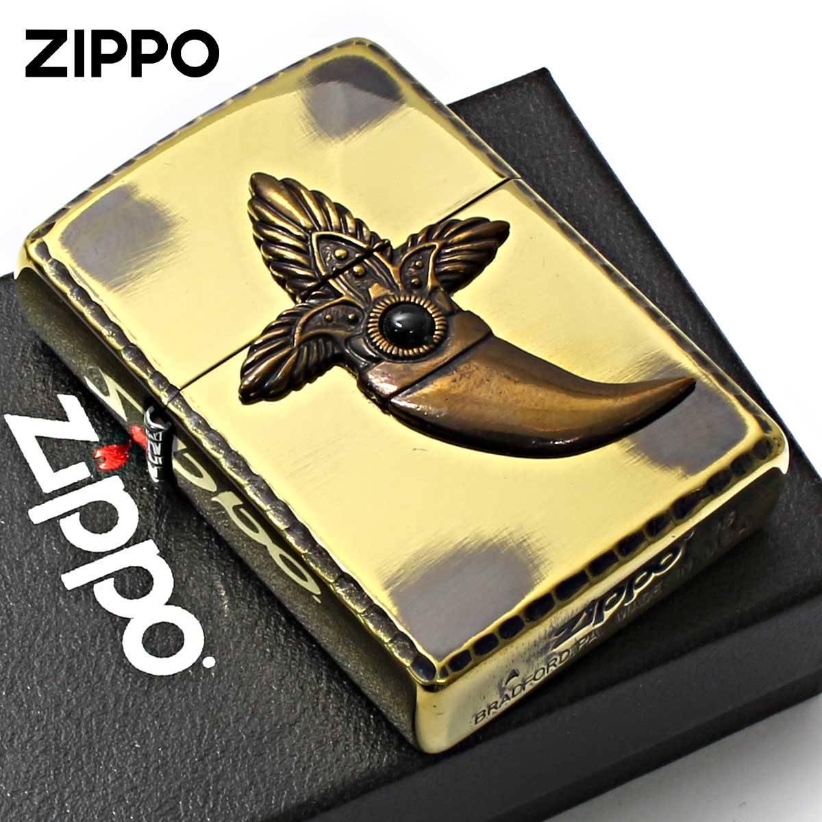 Zippo ジッポー インディアンジュエリー エンブレム ブラスいぶし