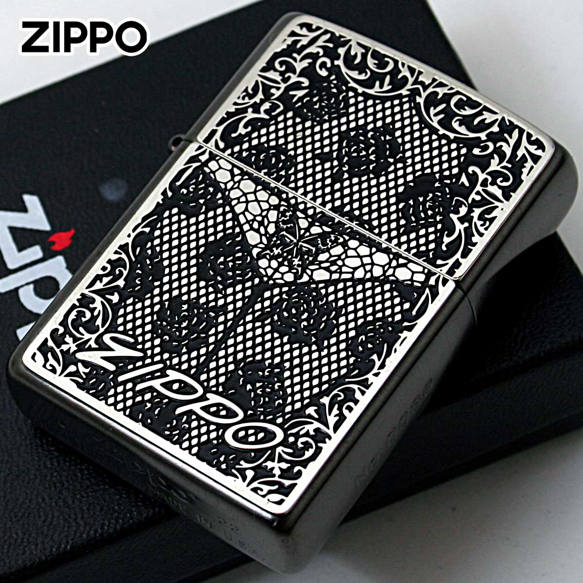 Zippo ジッポー ランジェリー セクシー 蝶々 バタフライ 両面加工 ネオ