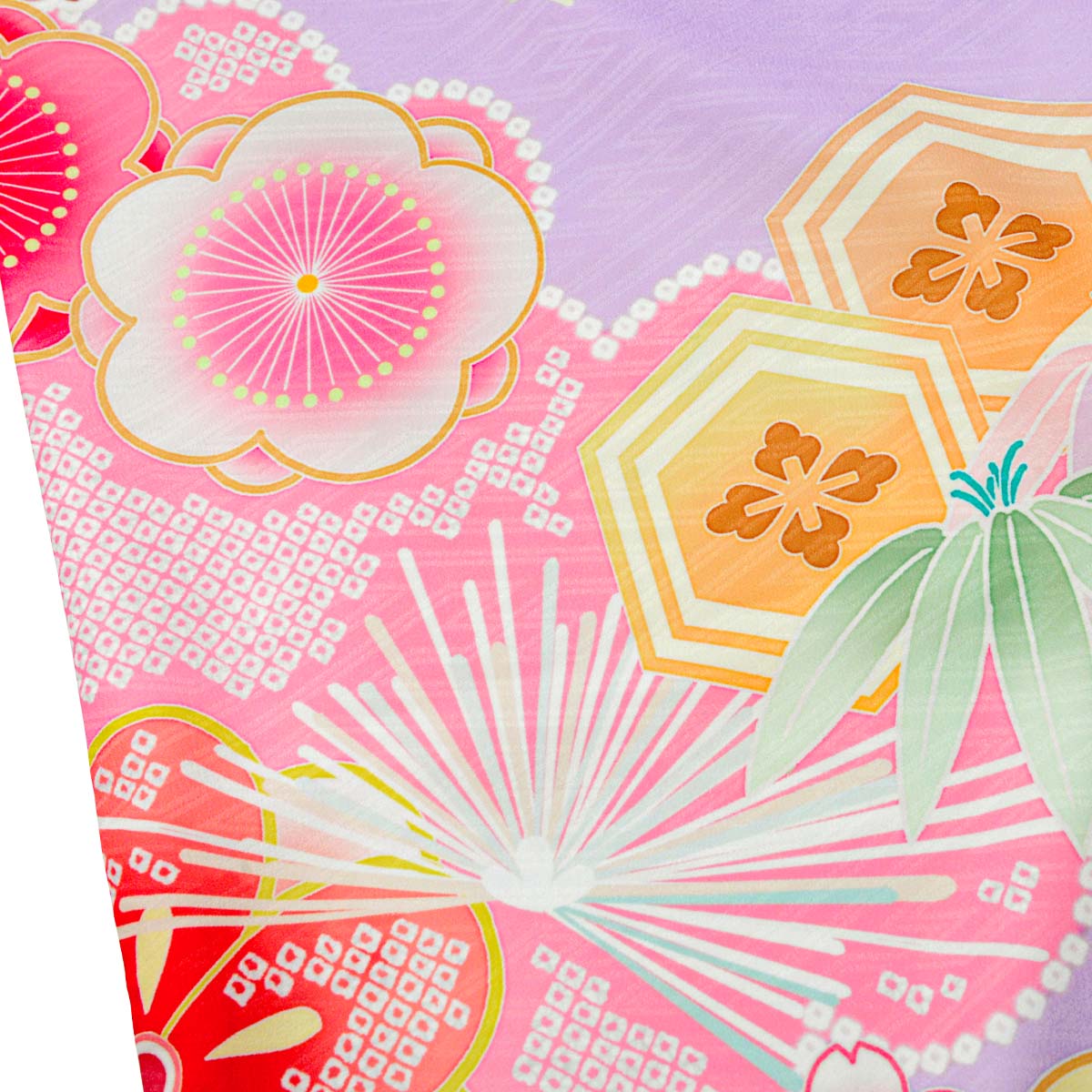 七五三七歳四つ身：N199 式部浪漫 藤色 梅に手毬 | 七五三着物レンタル