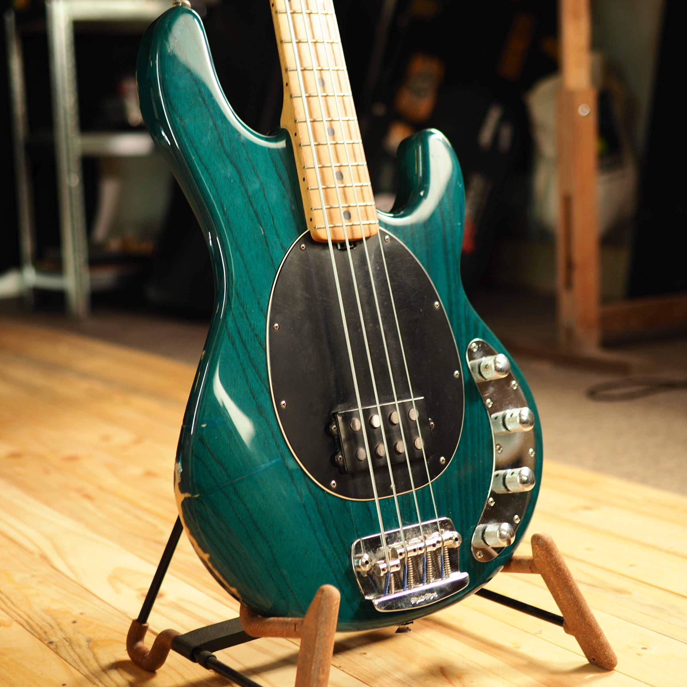 Ernie Ball Music Man Stingray Bass from 1999 in Translucent Teal