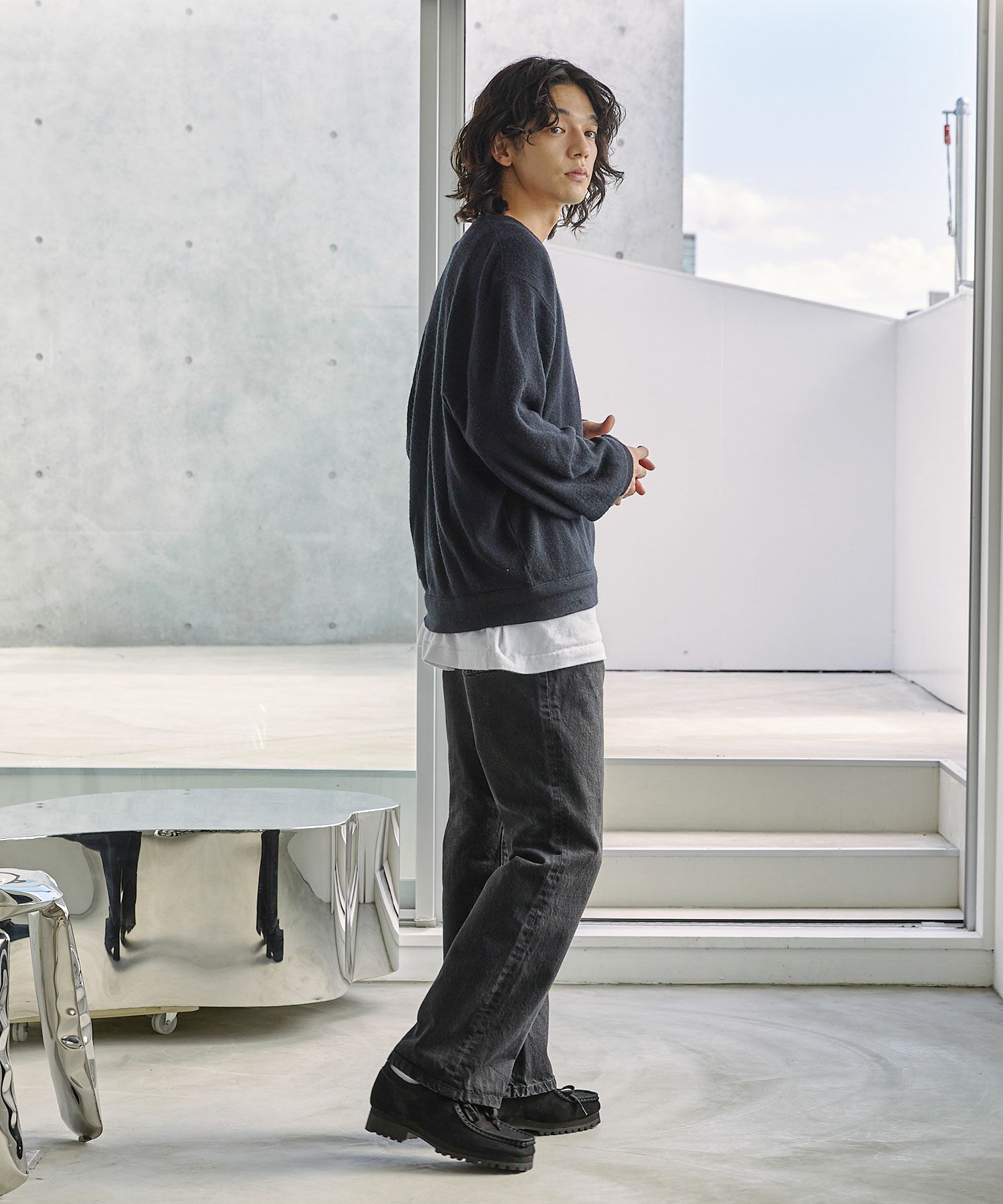 Vibram × OPENING ACT] Vibramソールヌバックリアルレザーモカシン