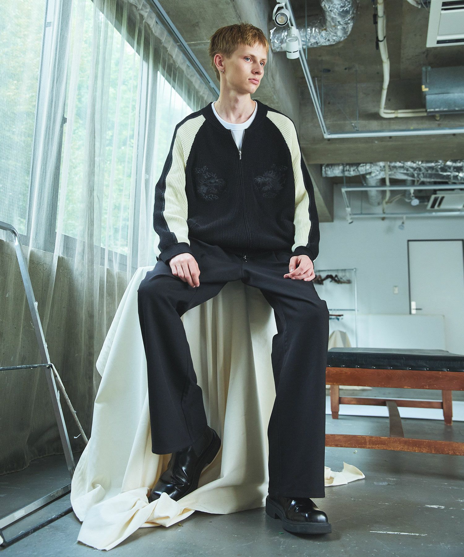 OPENING ACT] ヴィンテージ刺繍ニットスカジャン | OPENING ACT