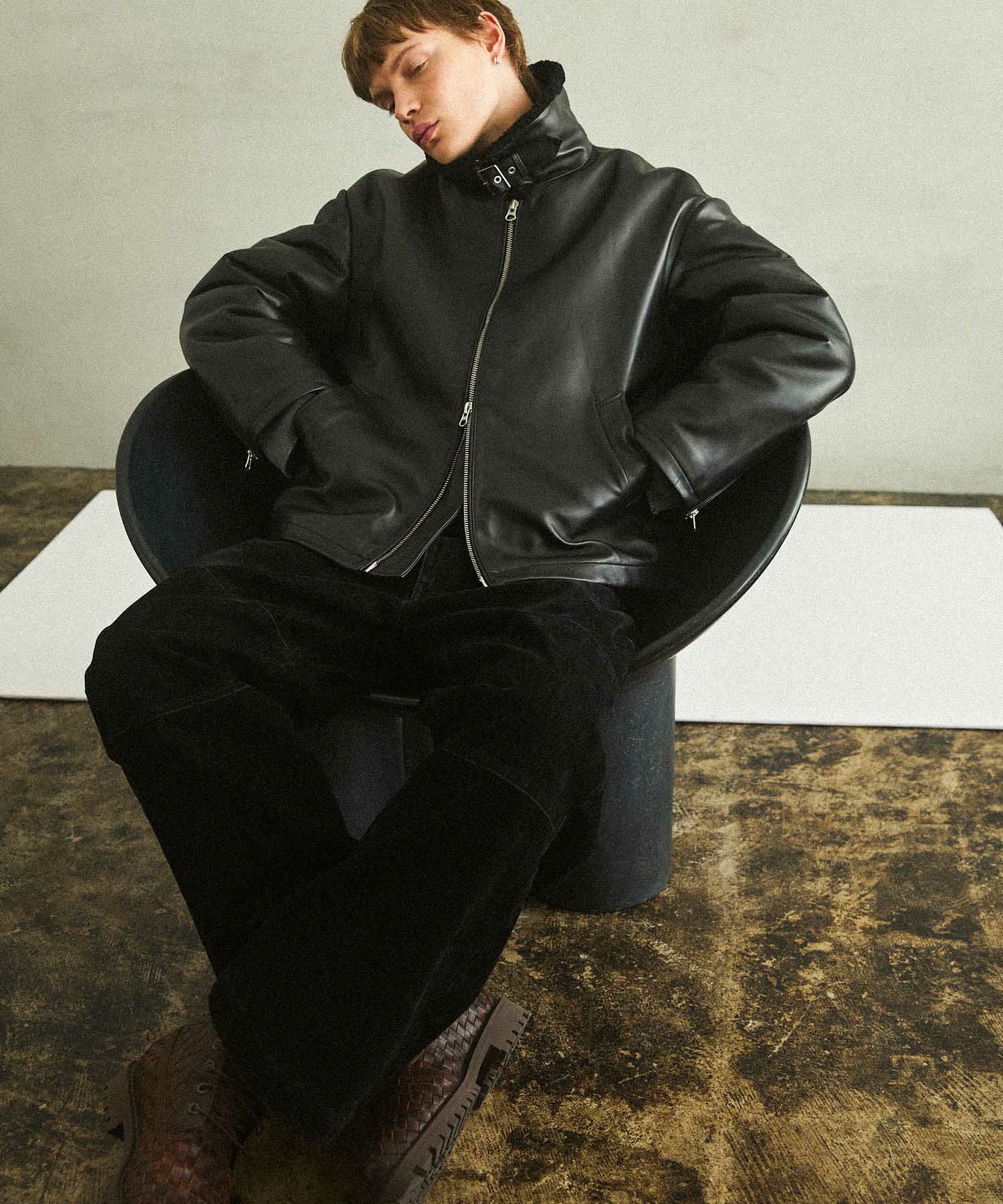 OPENING ACT] リアルレザームートンハイネックジャケット | OPENING ACT