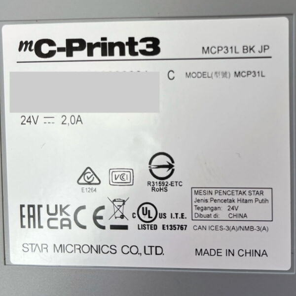 スター精密 mC-Print3 サーマルプリンター MCP31L-BK-JP