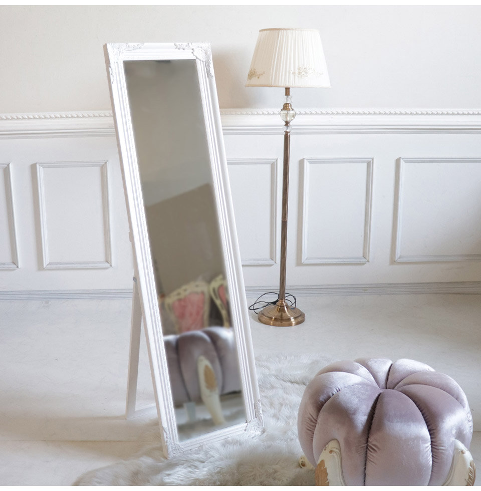 スタンドミラー 姿見 ホワイト アンティーク｜おしゃれインテリア