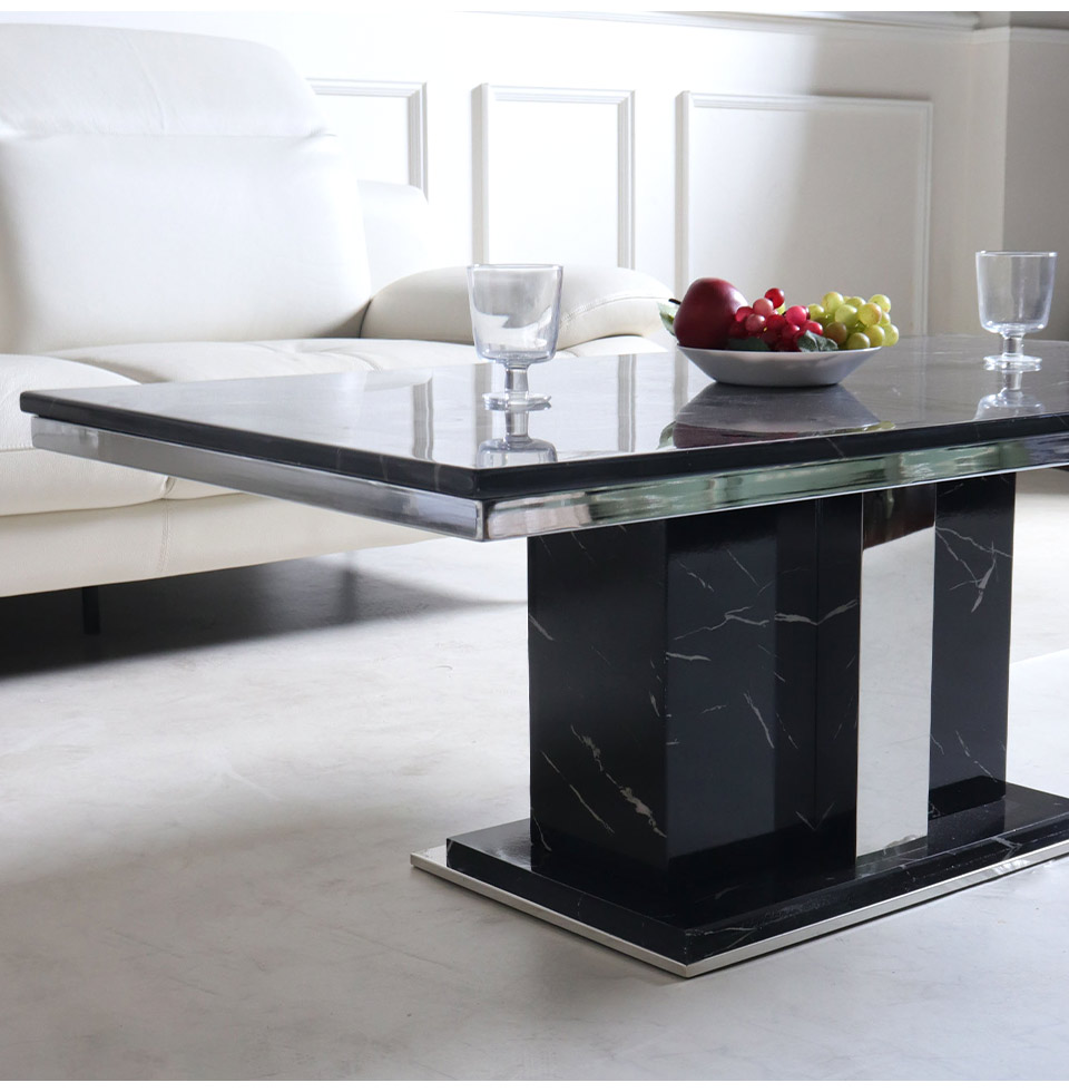 大理石使用 高級センターテーブル 130cm ブラック｜輸入家具の専門店