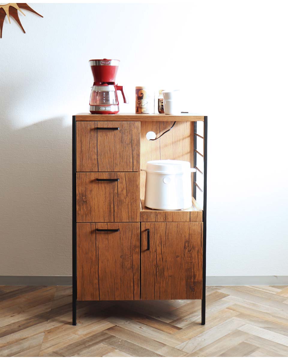 レンジ台 キッチン収納 おしゃれ キッチンラック 食器棚 幅60cm ダーク