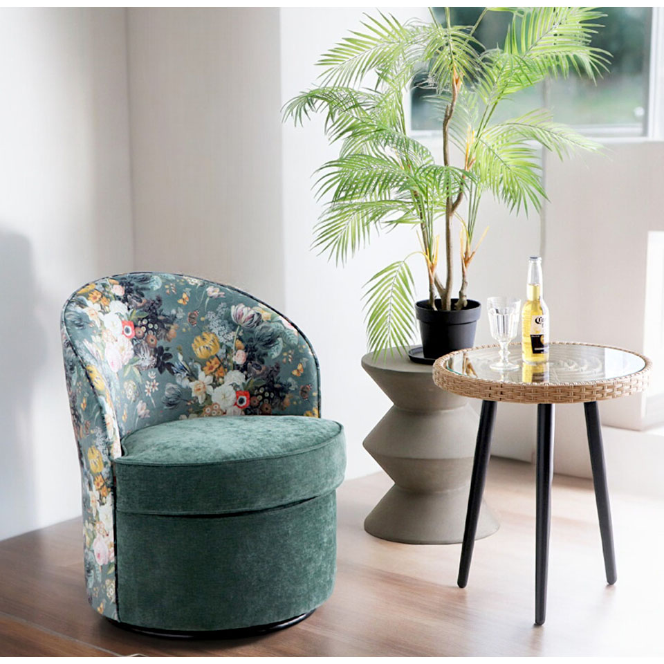 リゾートスタイル 回転式 ボタニカルチェア（一人掛けソファ