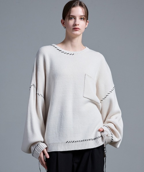 Loose（ルース） セーター ニット ボリュームスリーブ ハンドステッチ