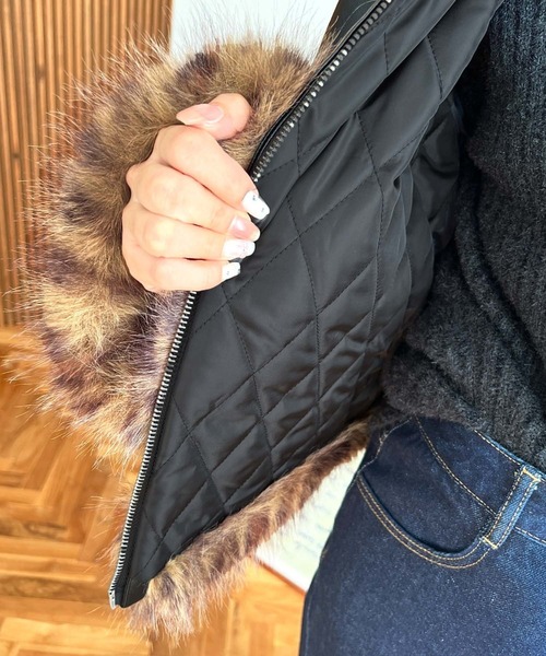 moment+ ムートンコート ボアコート フェイクレザー×フェイクファー