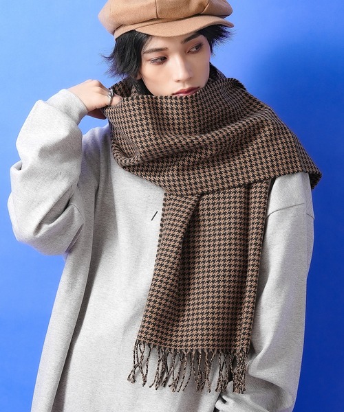 マフラー an meets zakka 千鳥柄大判アクリルマフラー メンズ