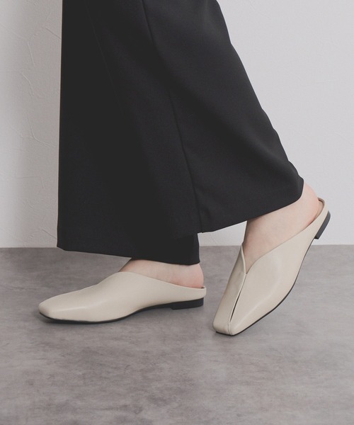 NICAL サンダル 「本革」「NICAL」スリットスクエアトゥミュール