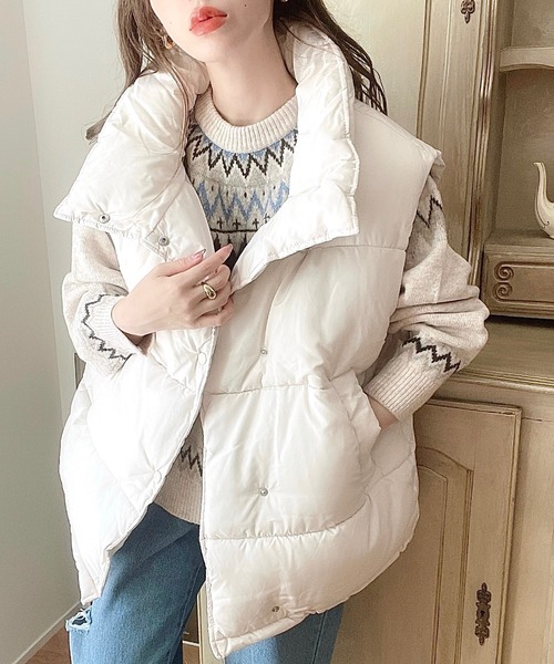 Danton（ダントン） ワンポイントダウンベスト 34 ブルー レディース