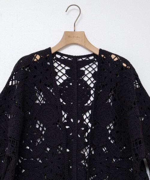 Rie Miller（リエミラー） カーディガン 「手洗い可能」レース刺繍7分