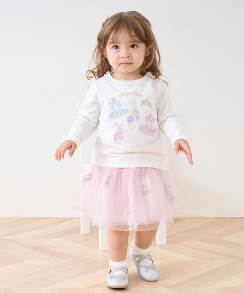 mezzo piano スカート バレエ刺しゅうチュールスカート キッズ 子供服