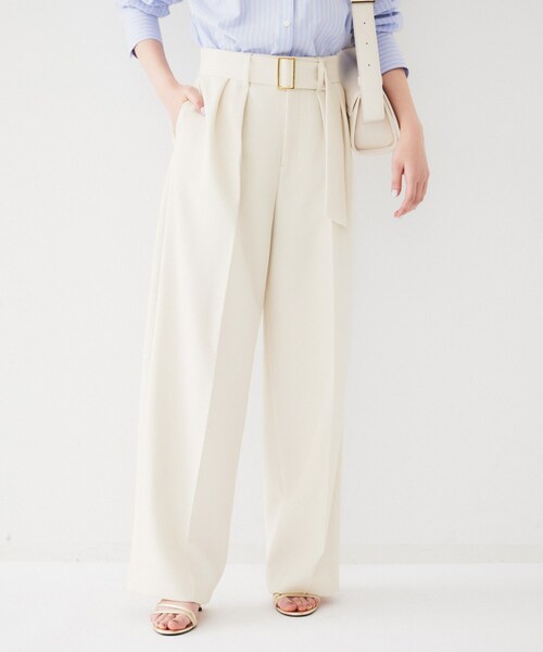 UNTITLED（アンタイトル） パンツ ベルト付き2タックパンツ レディース