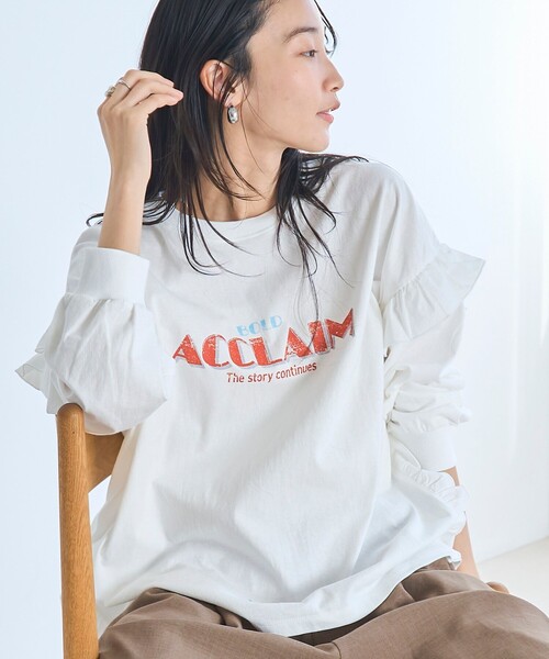 coen（コーエン） tシャツ フハク ドッキング フリル袖 ロングスリーブ