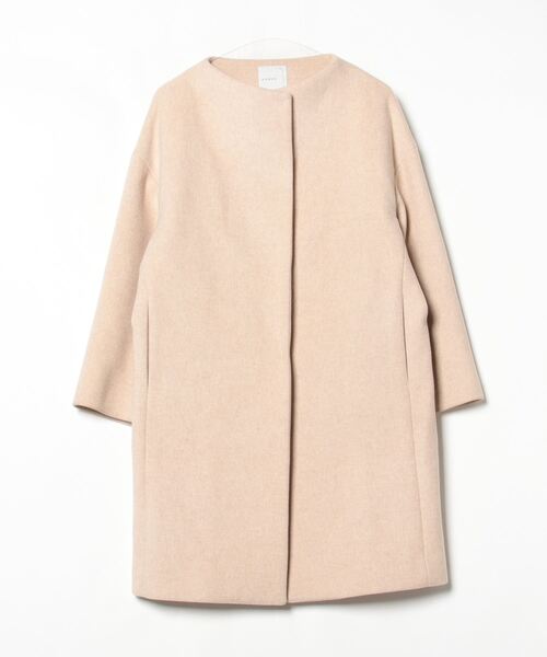 NOBLE（ノーブル） ノーカラーコート 38 ベージュ レディース