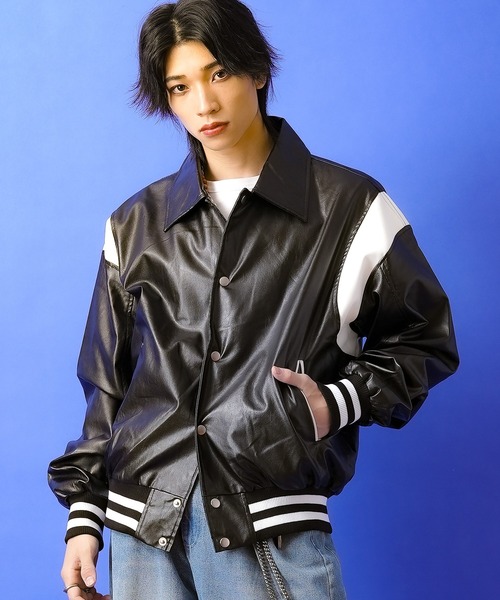 スタジャン a.p.o.v. 合成皮革スタジャン メンズ レディース