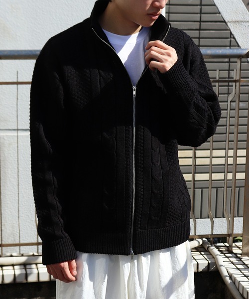 WESTSEA（ウエストシー） セーター ニット アラン柄 ダブルジップ