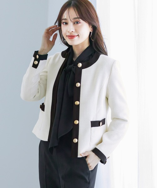 ジャケット ノーカラージャケット 洗える＆防シワ！「WEB限定