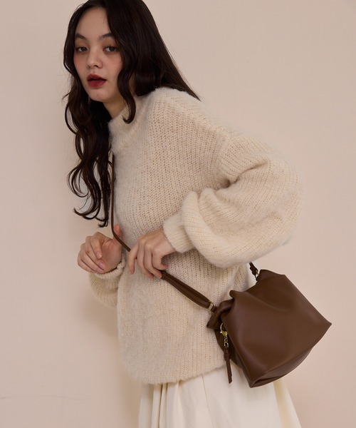 OLUN ニット セーター high neck mohair like knit/ハイネックモヘア