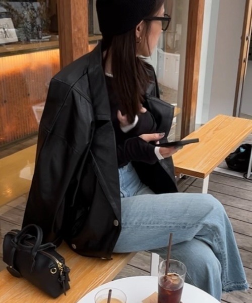 TRIANGLE PALETTE レザージャケット ライダース オーバーサイズ