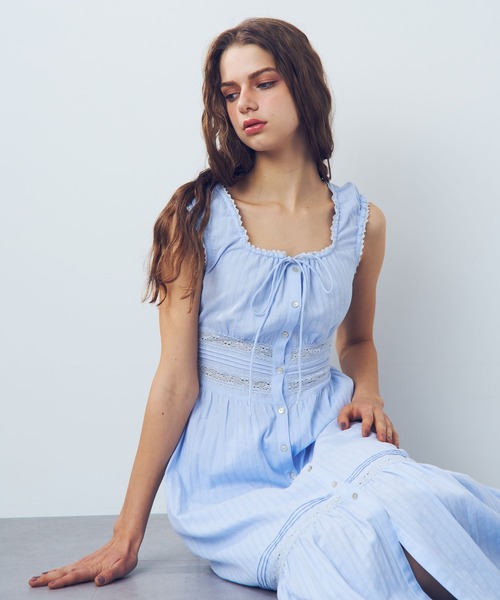 DEICY（デイシー） ワンピース コットンレースストライプワンピース