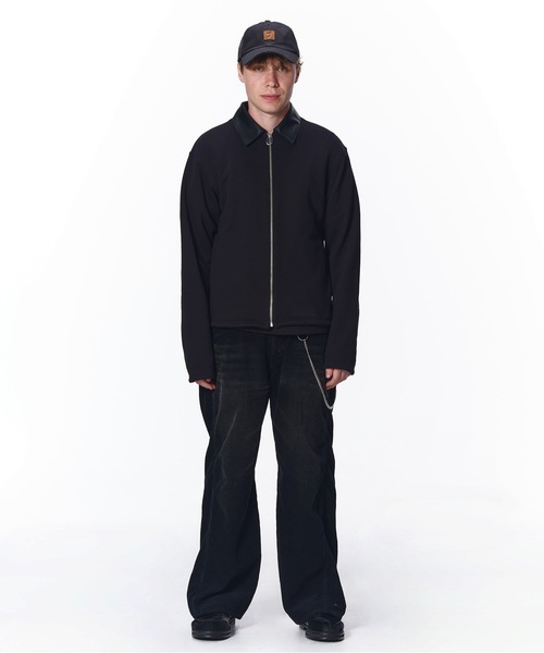 JieDa（ジエダ） ブルゾン アウター LEATHER COLLAR SWEAT ZIP JACKET