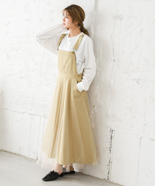 La-gemme（ラジェム） サロペット オーバーオール チュールドッキング