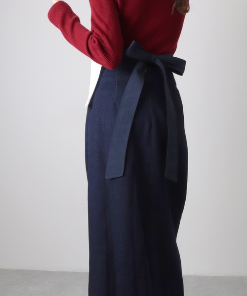 デニムスカート back ribbon slit tight denim skirt /バックリボン
