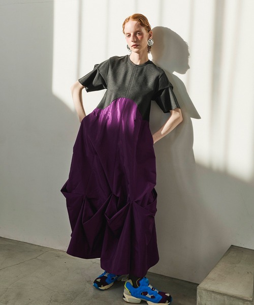 OMMO（オーエムエムオー） ワンピース UP TUCK HALF SLEEVE OP