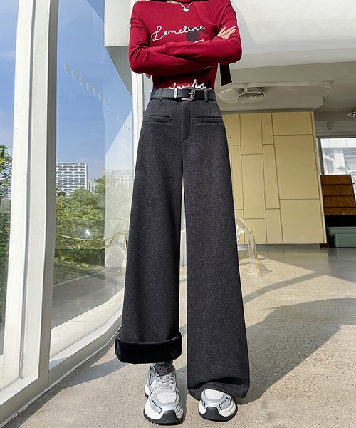 スラックス パンツ 裏起毛パンツ レディース : ZOZOTOWN Yahoo!店