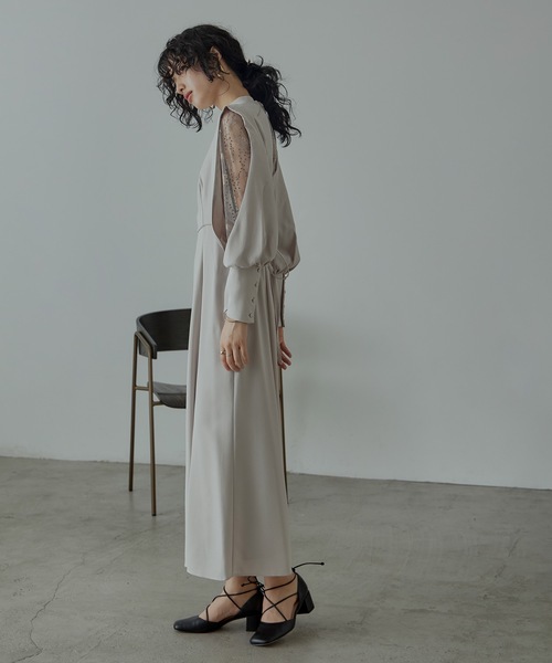 niana（ニアナ） ドレス スリーブスリット刺繍レースフレアドレス