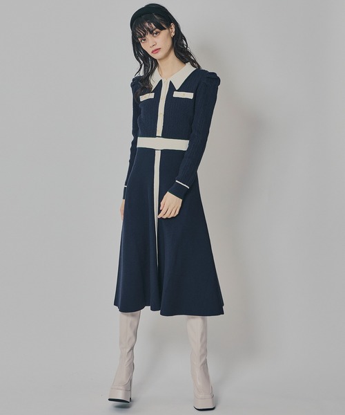 REDYAZEL（レディアゼル） ワンピース マルチケーブルバイカラーニット