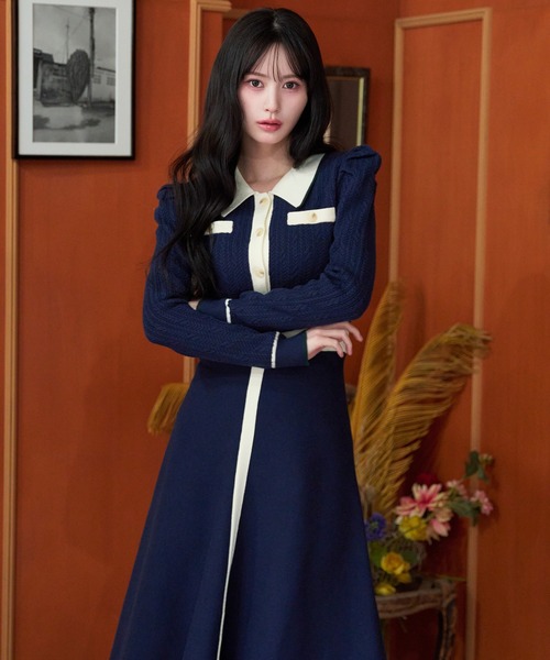 REDYAZEL（レディアゼル） ワンピース マルチケーブルバイカラーニット