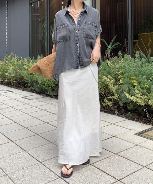 DouDou（ドゥドゥ） ブラウス シャツ リヨセルデニムバック切替シャツ