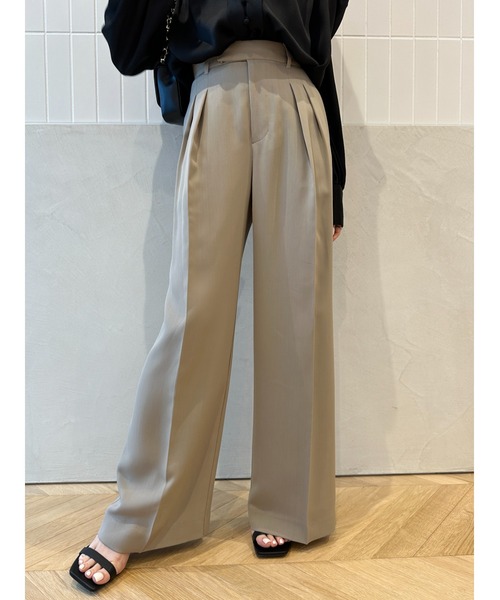 anuans（アニュアンス） スラックス パンツ ツータックワイドパンツ
