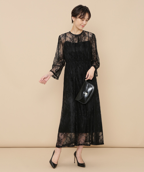 ADAM ET ROPE'（アダムエロペ） ワンピース ボーダーレース重ね着