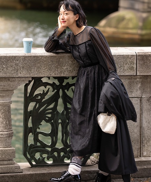 BONLECILL noir ドレス 「BONLECILL noir」ベロアパイピング