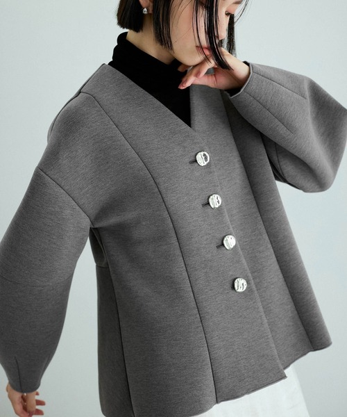 ADAM ET ROPE'（アダムエロペ） カーディガン ミックスボタンペプラム