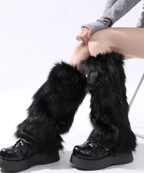 lilful レッグウォーマー フェイクファー もこもこY2Kレッグウォーマー