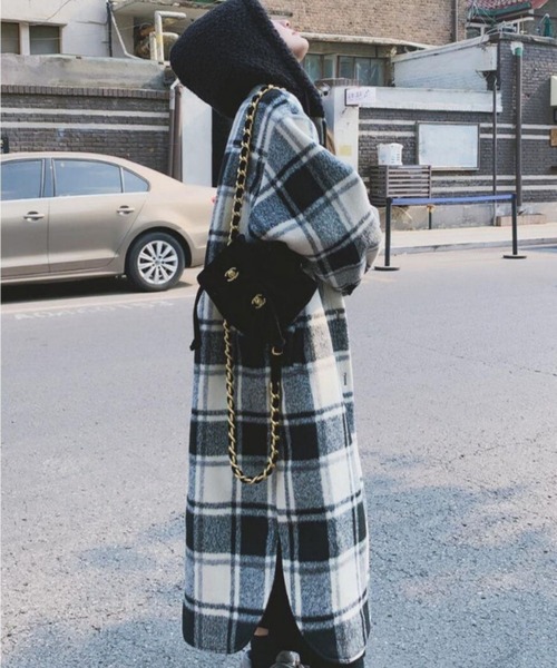 CANVAS+ コート アウター 「CANVAS+」チェック柄中綿キルティング