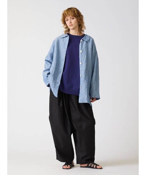 mizuiroind（ミズイロインド） ブラウス シャツ リネンワイドワーク