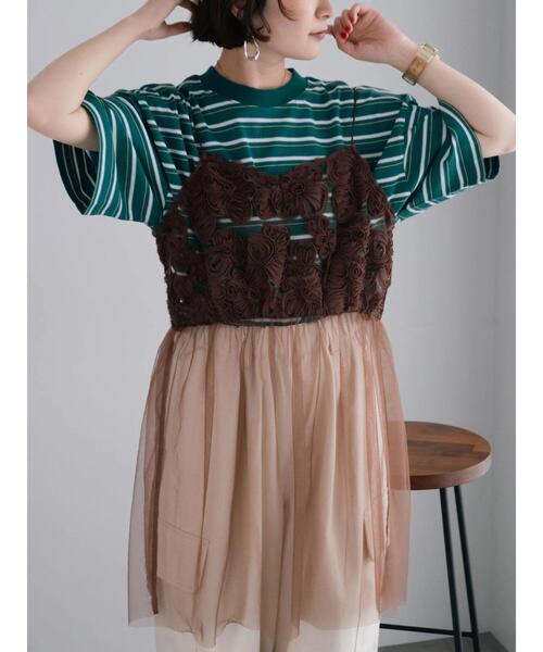 Samansa Mos2（サマンサモスモス） チュニック フラワーシフォンテープ