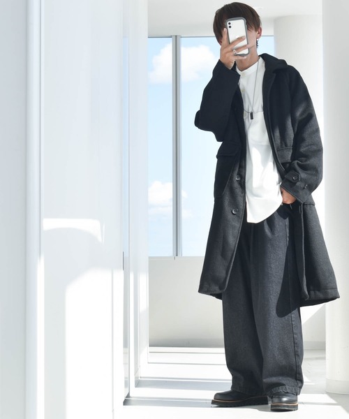 コート ジャケット シャギーフェイクウールロングコート レディース