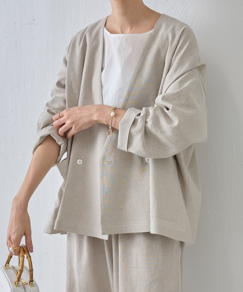 BEARDSLEY（ビアズリー） ノーカラージャケット FREE ベージュ