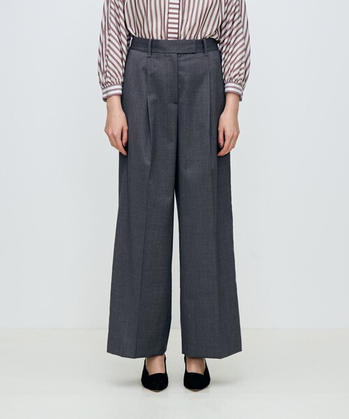 TOMORROWLAND collection スラックス パンツ ラメグレー タックワイド