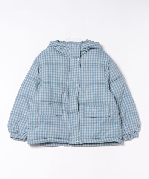 ダウンコート ダウンジャケット チェック柄BIGポケット エコダウン