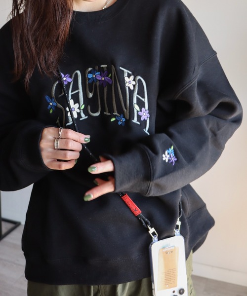 トレーナー スウェット サガラ刺繍ワッペンロゴスウェット レディース